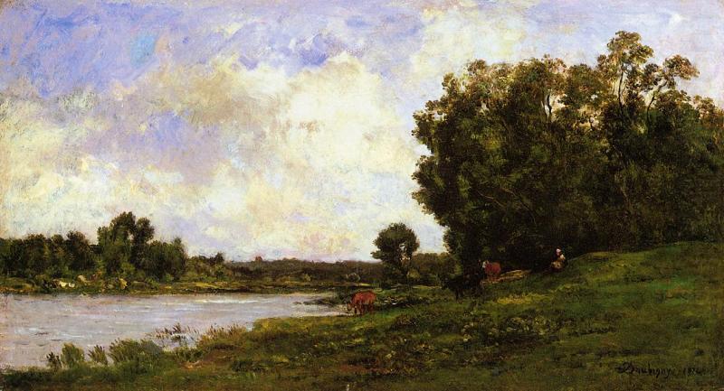 Charles-Francois Daubigny Cattle on the Bank of a River china oil painting image